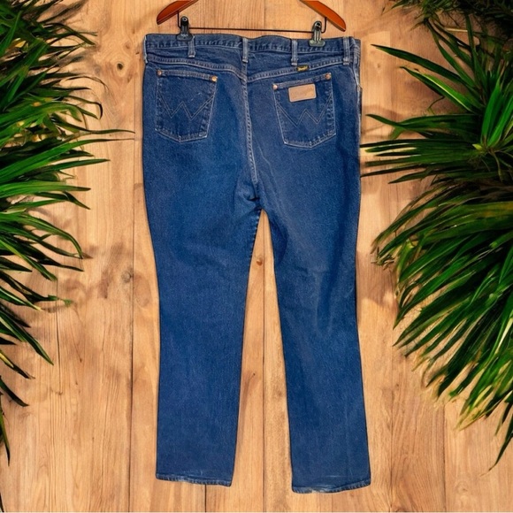 VINTAGE WRANGLER Straight Leg Classic Denim Blue Jeans - 42x34 - Picture 5 of 14